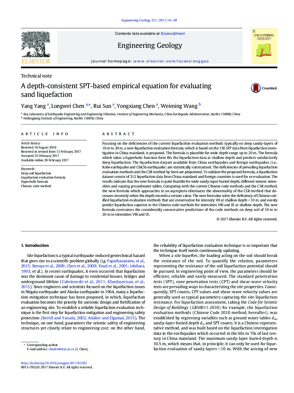 A depth-consistent SPT-based empirical equation for evaluating sand liquefaction