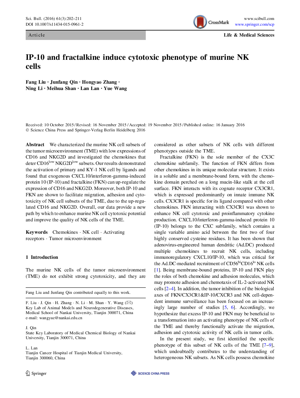 IP-10 and fractalkine induce cytotoxic phenotype of murine NK cells