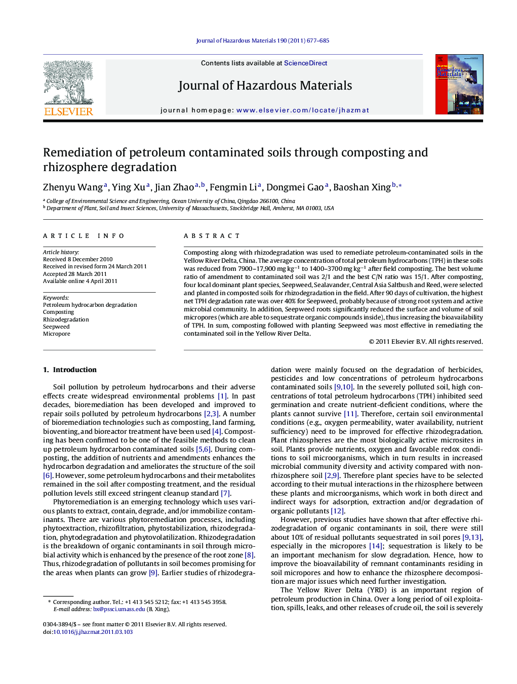 Remediation of petroleum contaminated soils through composting and rhizosphere degradation