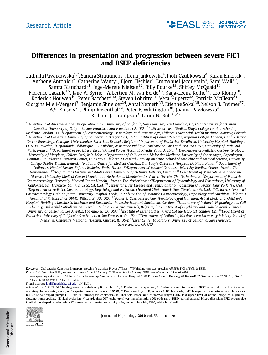 Differences in presentation and progression between severe FIC1 and BSEP deficiencies