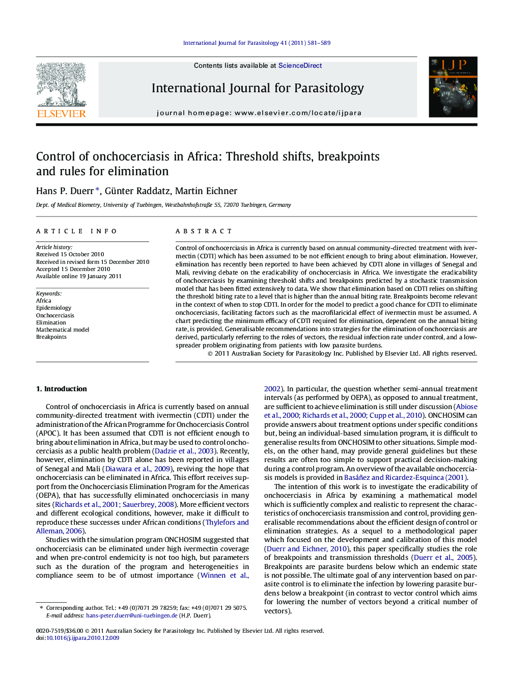 Control of onchocerciasis in Africa: Threshold shifts, breakpoints and rules for elimination