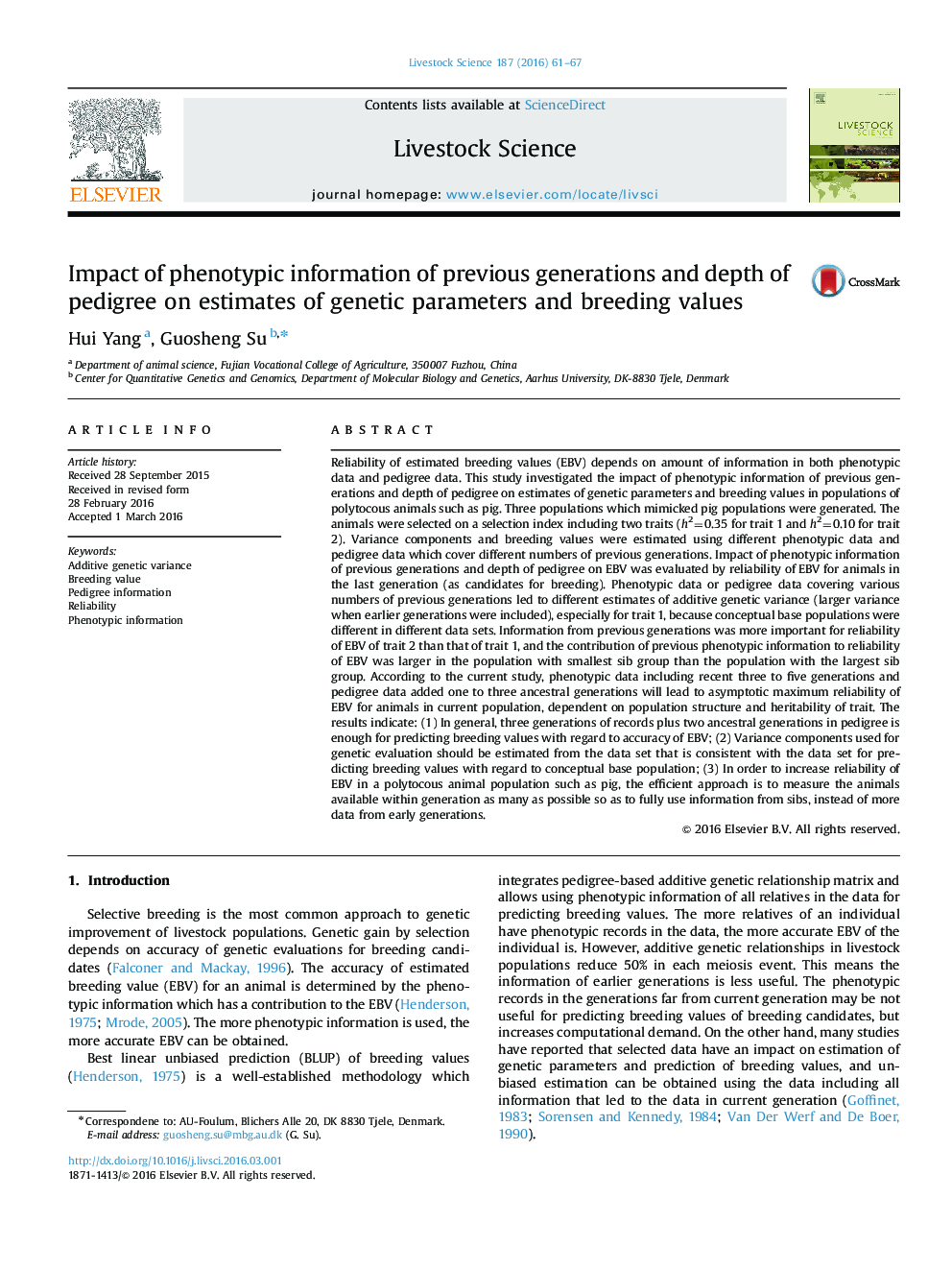 Impact of phenotypic information of previous generations and depth of pedigree on estimates of genetic parameters and breeding values