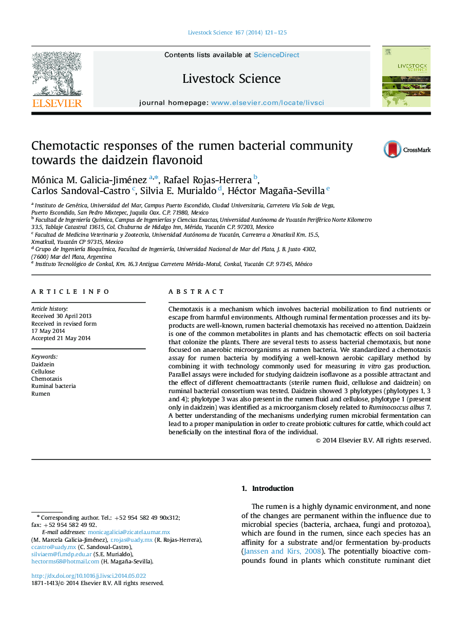 Chemotactic responses of the rumen bacterial community towards the daidzein flavonoid