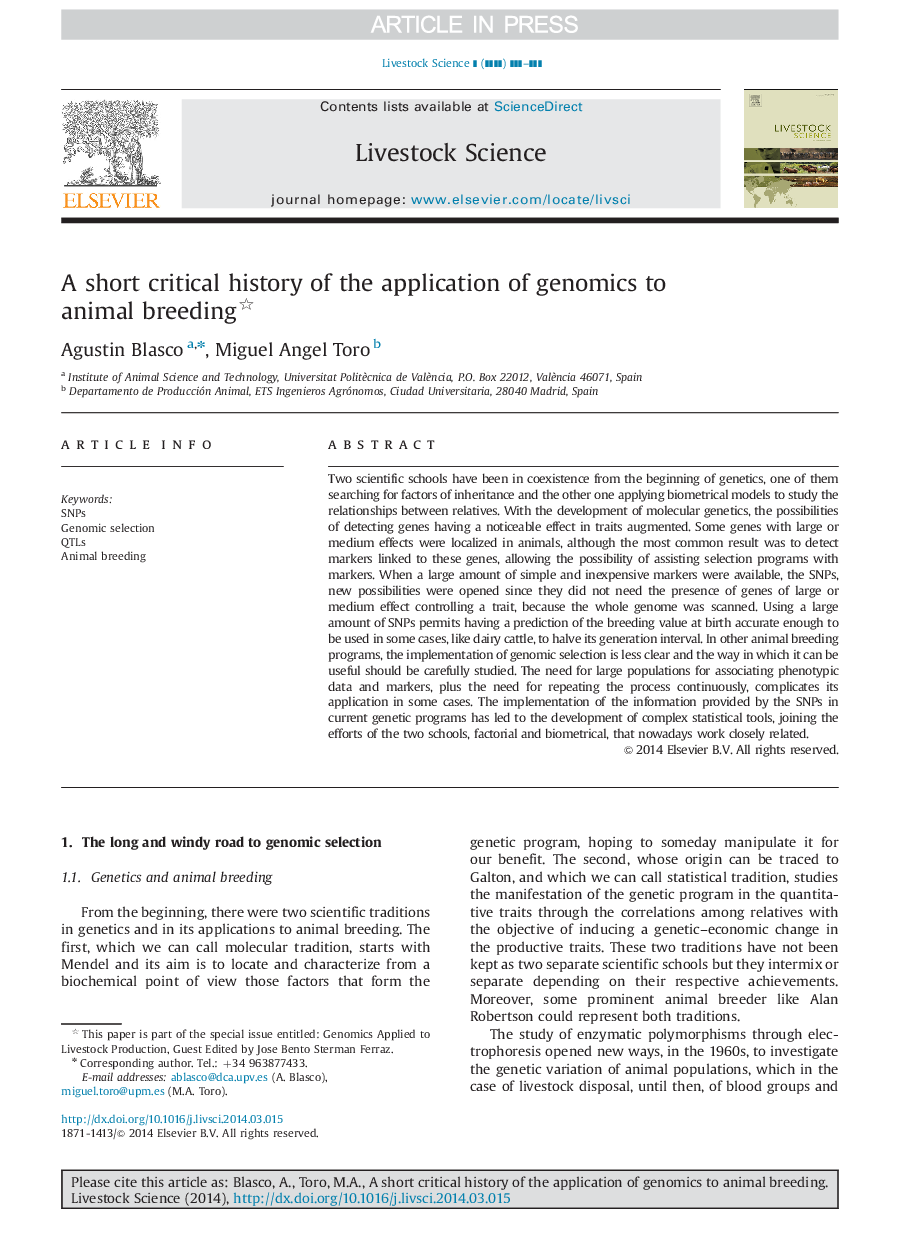 A short critical history of the application of genomics to animal breeding