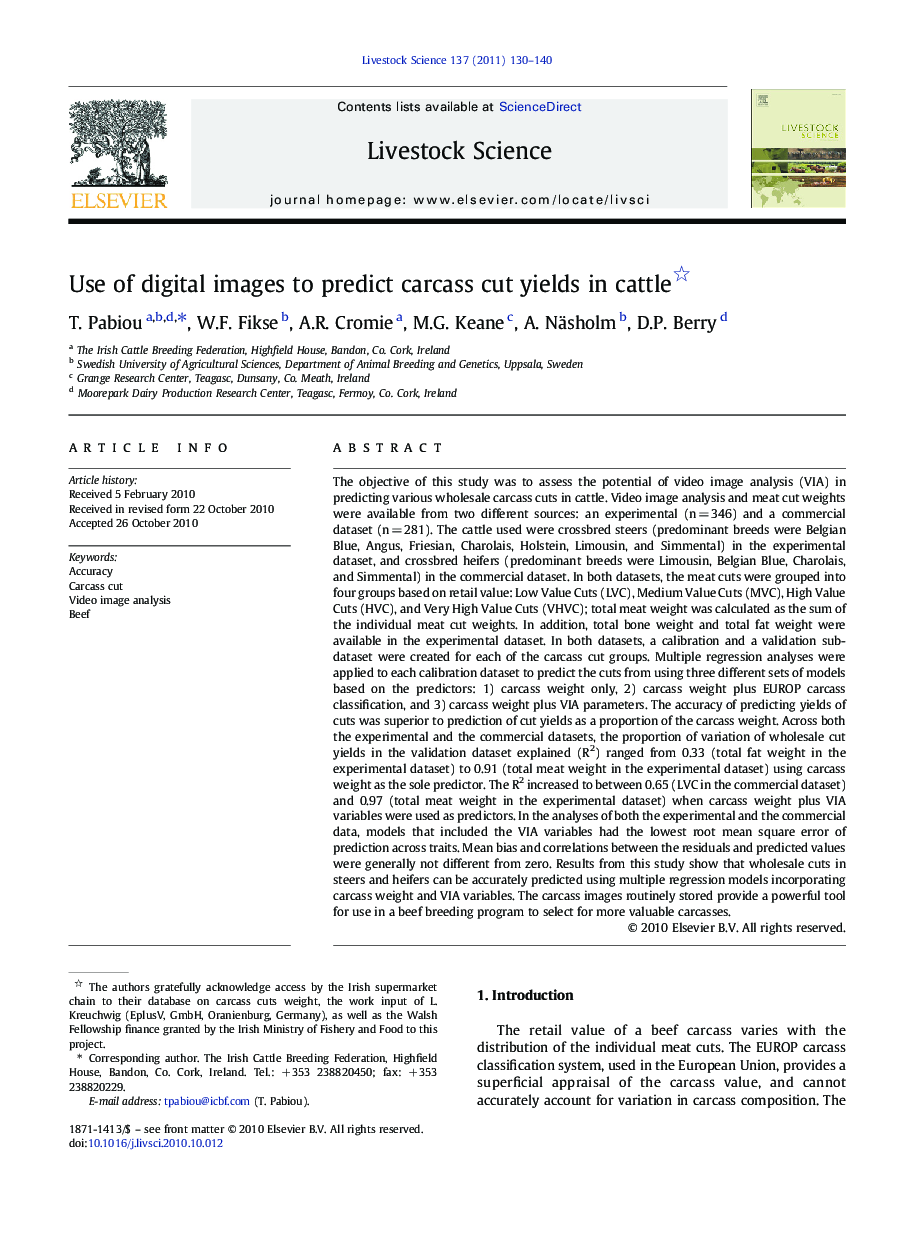 Use of digital images to predict carcass cut yields in cattle