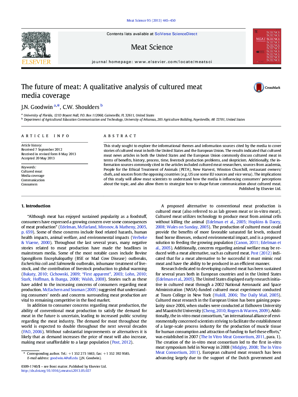 The future of meat: A qualitative analysis of cultured meat media coverage