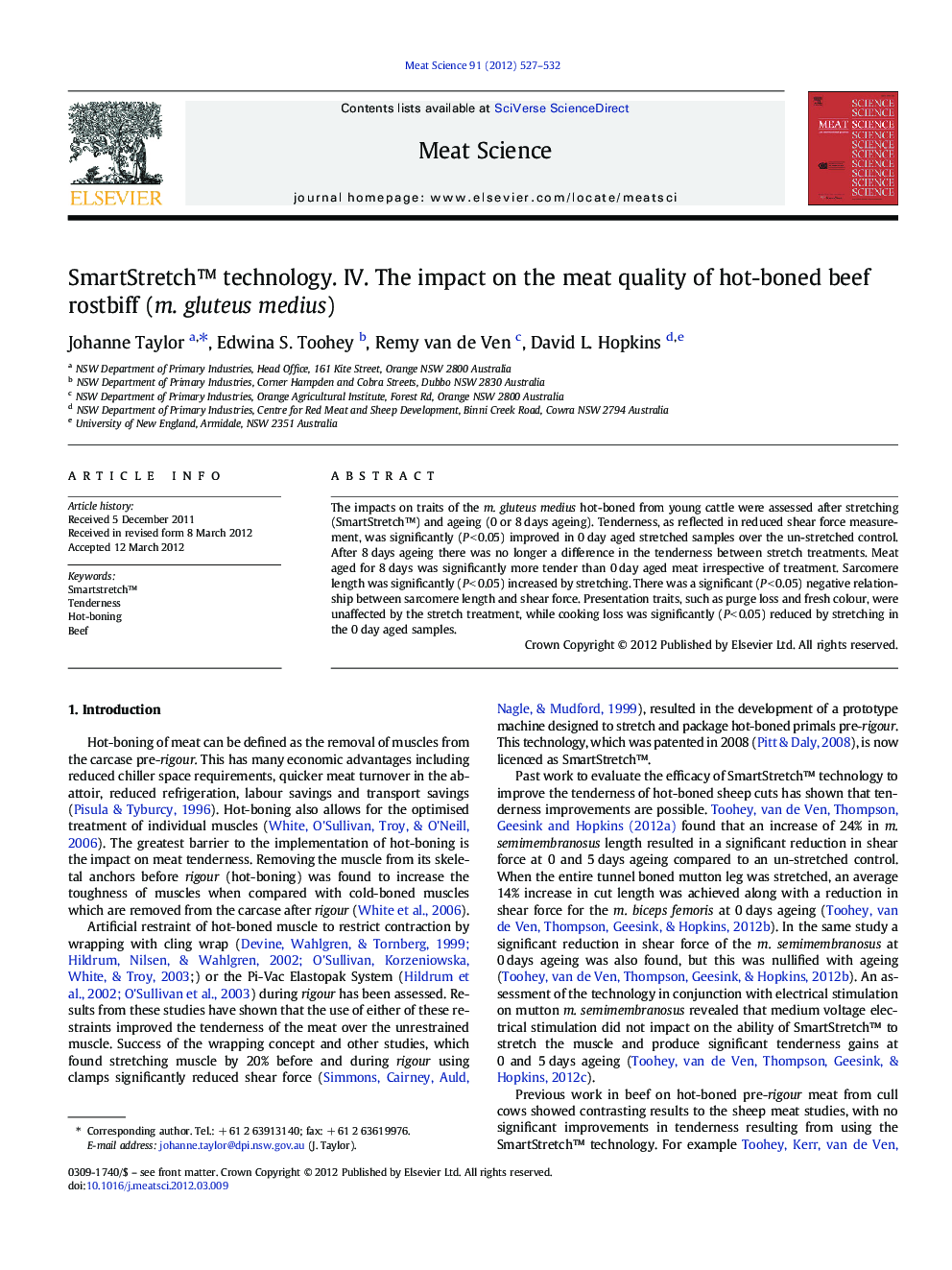 SmartStretchâ¢ technology. IV. The impact on the meat quality of hot-boned beef rostbiff (m. gluteus medius)