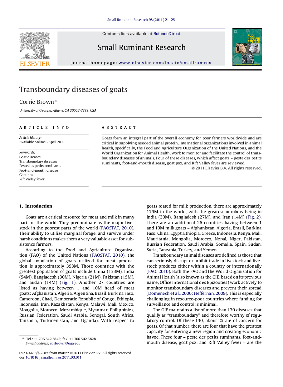 Transboundary diseases of goats