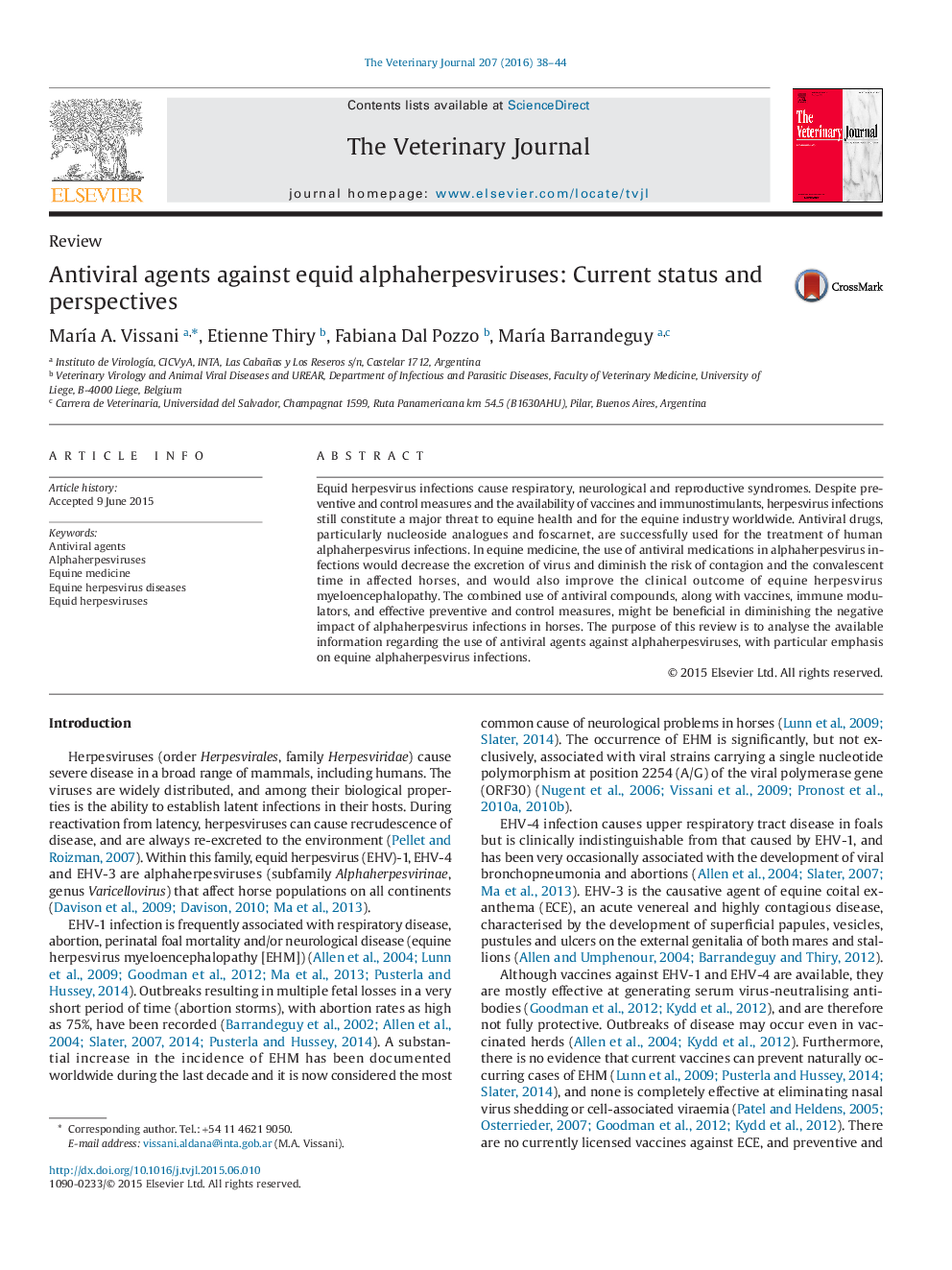 Antiviral agents against equid alphaherpesviruses: Current status and perspectives