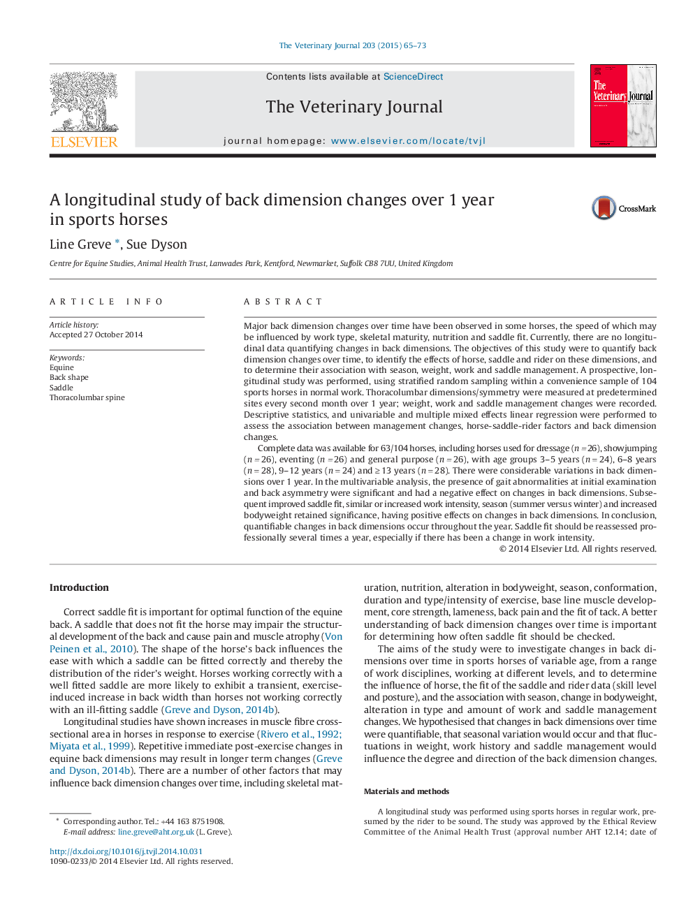 A longitudinal study of back dimension changes over 1 year in sports horses