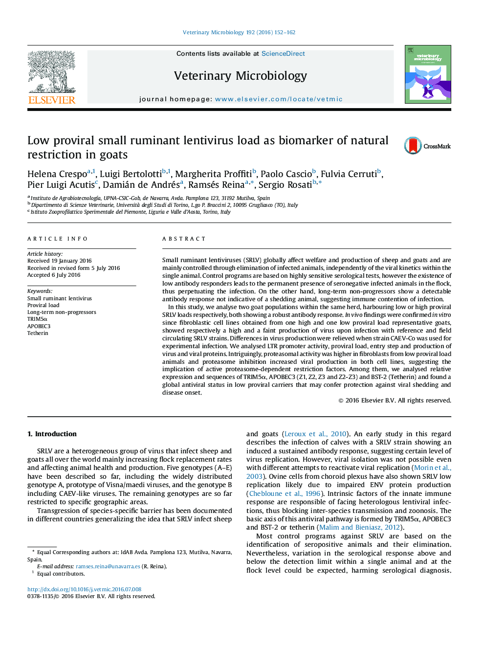 Low proviral small ruminant lentivirus load as biomarker of natural restriction in goats