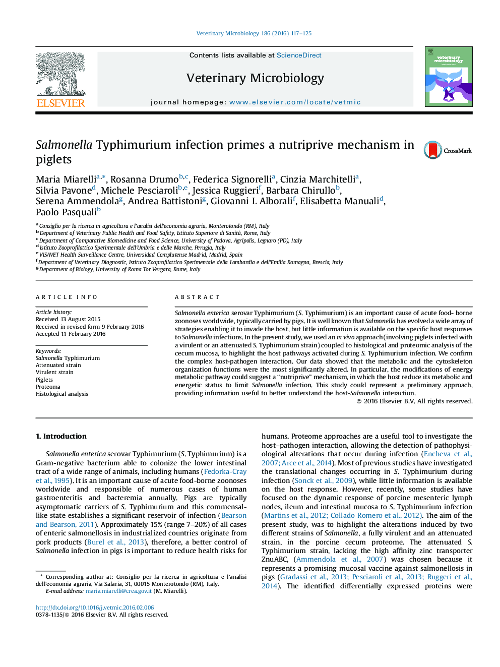 Salmonella Typhimurium infection primes a nutriprive mechanism in piglets