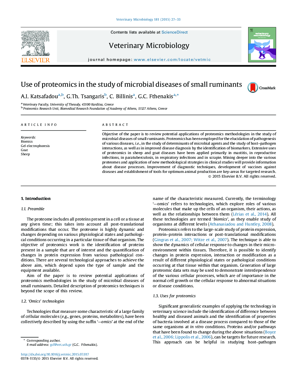 Use of proteomics in the study of microbial diseases of small ruminants