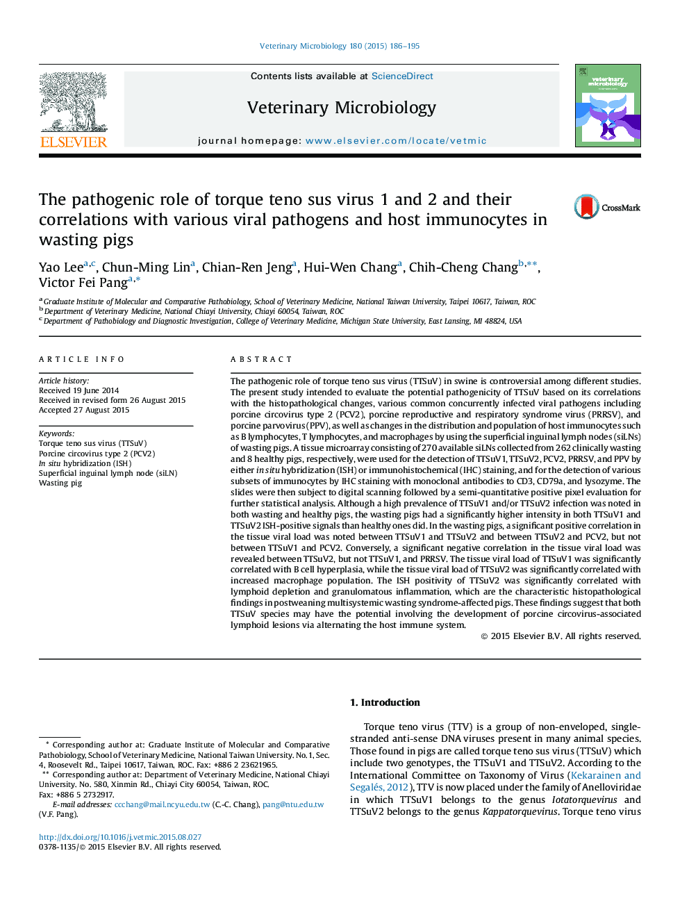 The pathogenic role of torque teno sus virus 1 and 2 and their correlations with various viral pathogens and host immunocytes in wasting pigs