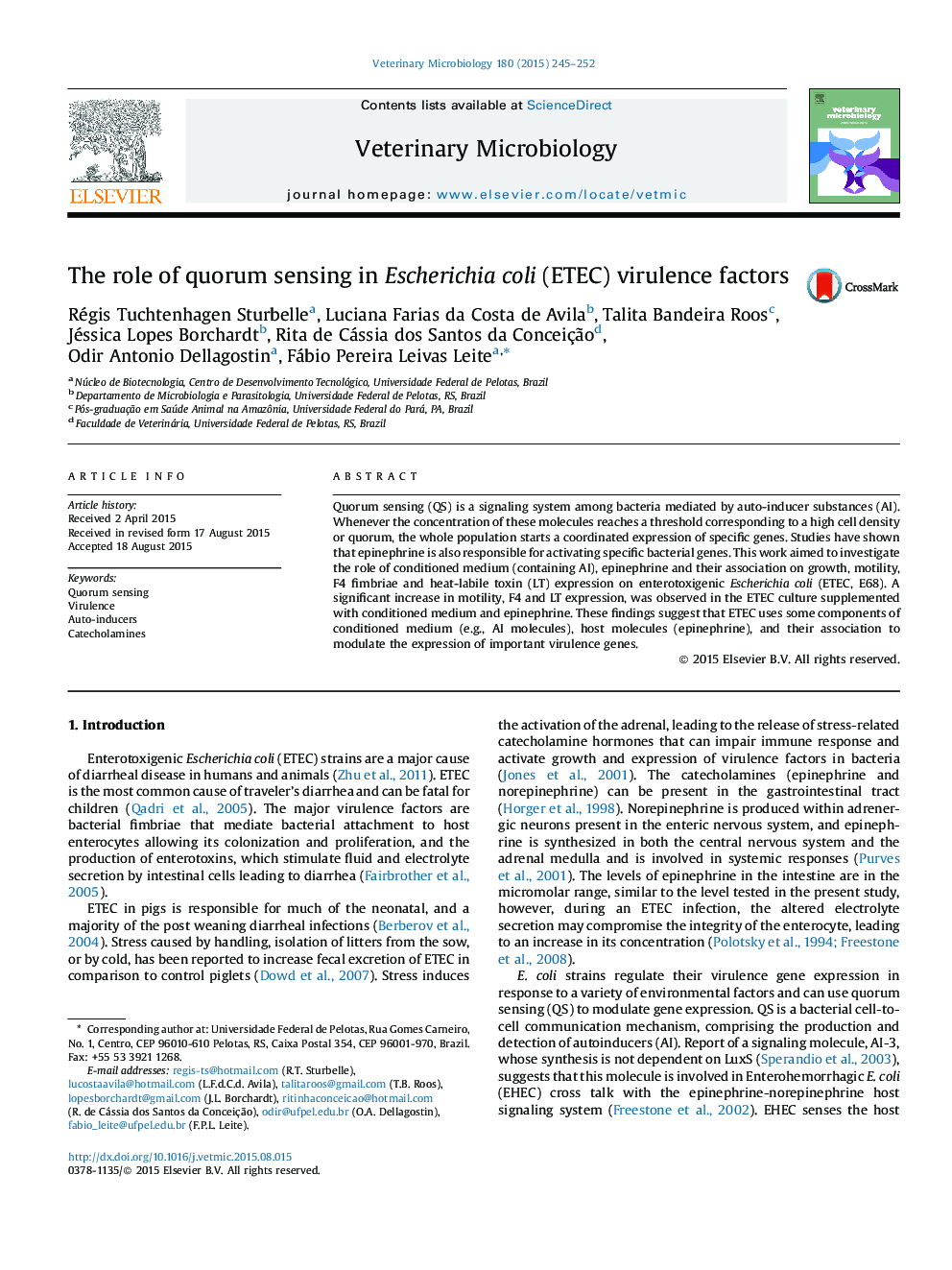 The role of quorum sensing in Escherichia coli (ETEC) virulence factors