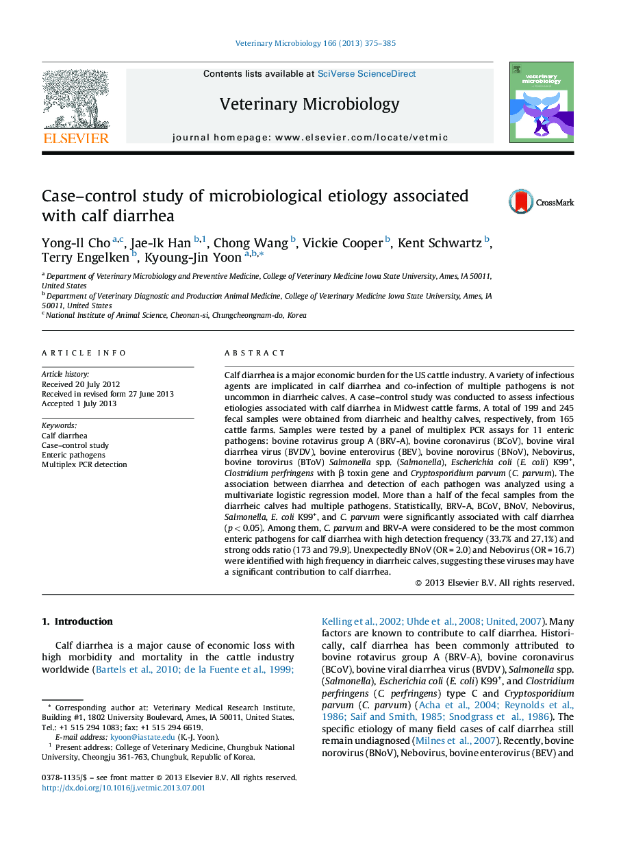 Case-control study of microbiological etiology associated with calf diarrhea