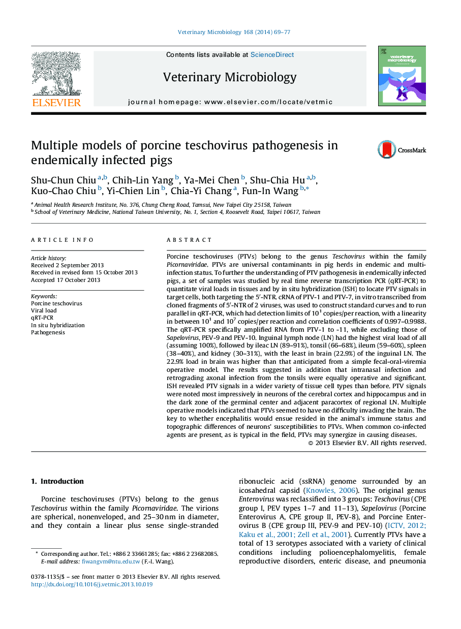 Multiple models of porcine teschovirus pathogenesis in endemically infected pigs