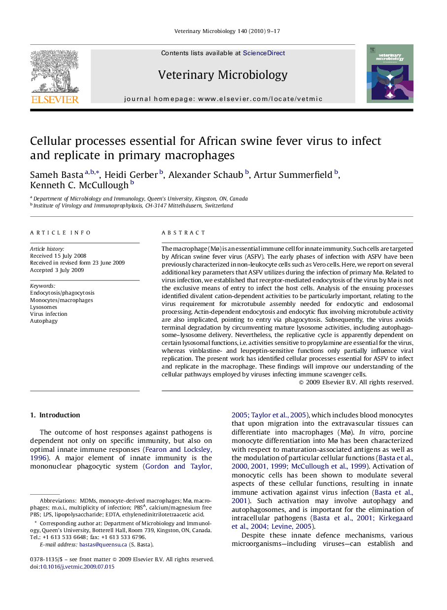 Cellular processes essential for African swine fever virus to infect and replicate in primary macrophages