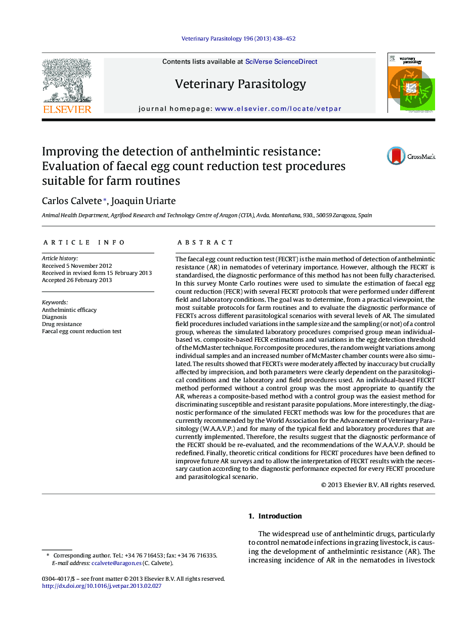 Improving the detection of anthelmintic resistance: Evaluation of faecal egg count reduction test procedures suitable for farm routines