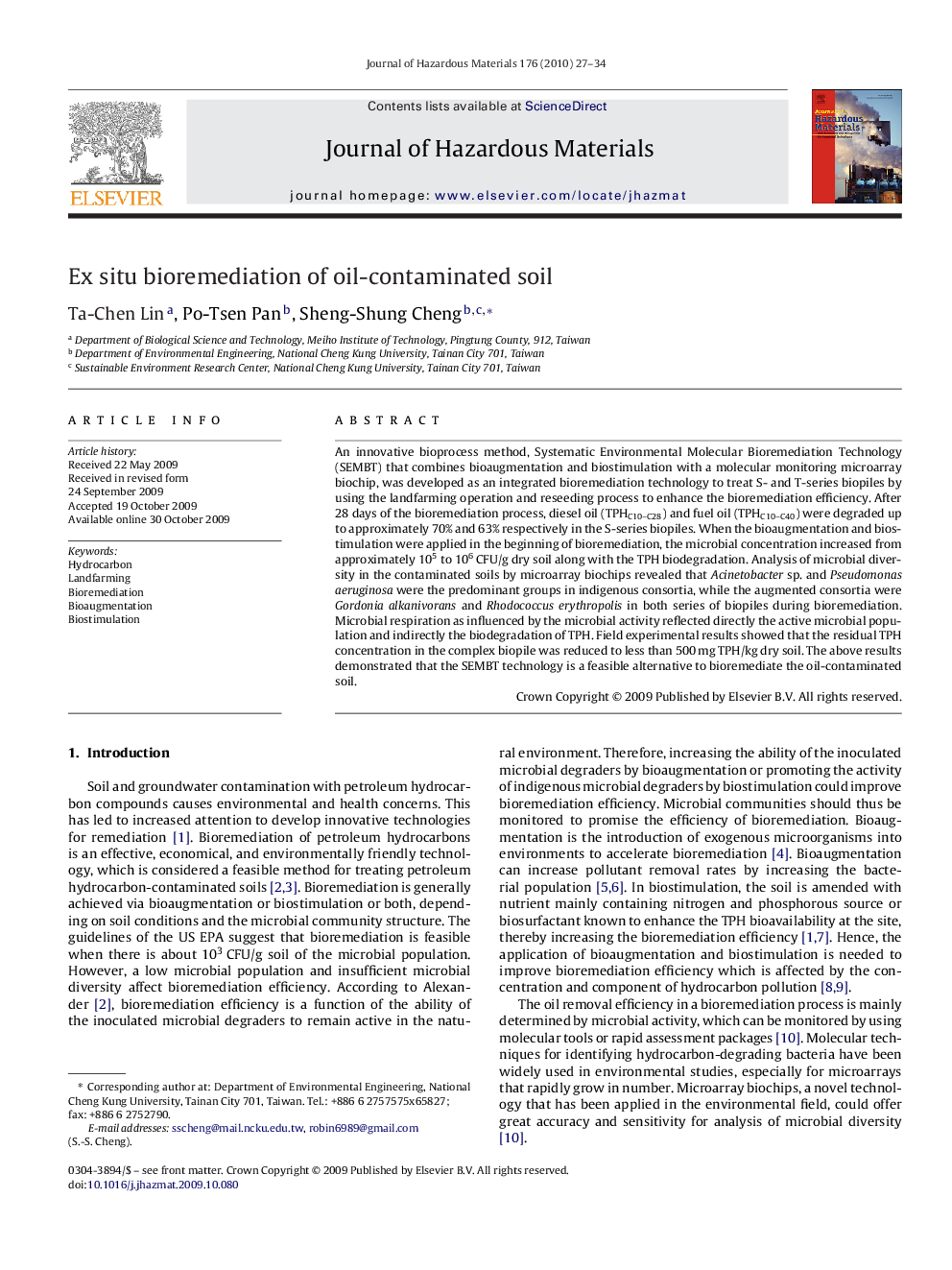 Ex situ bioremediation of oil-contaminated soil