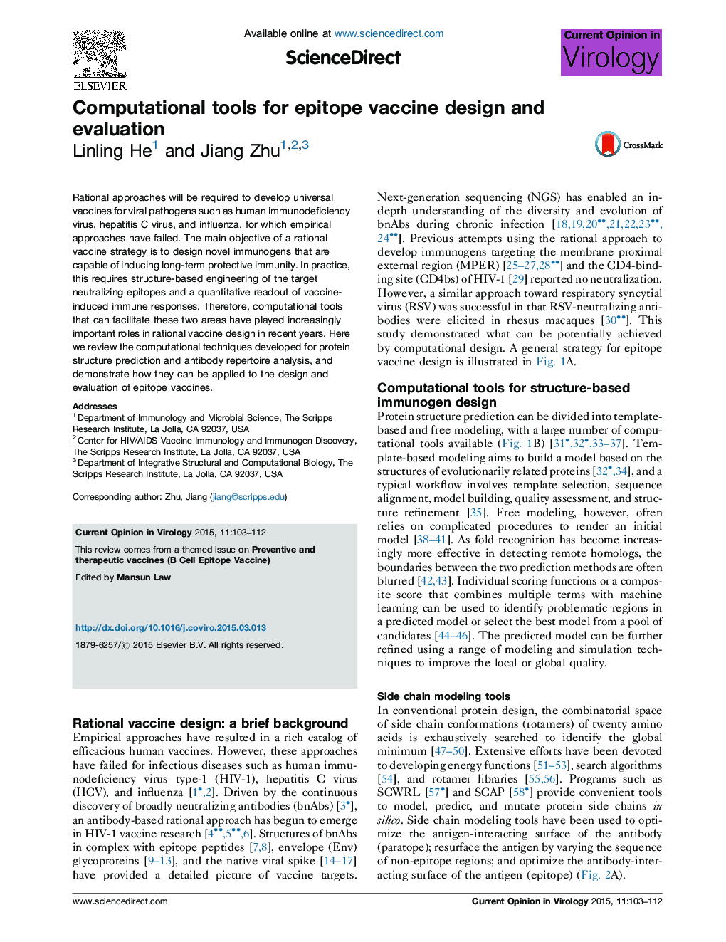 Computational tools for epitope vaccine design and evaluation