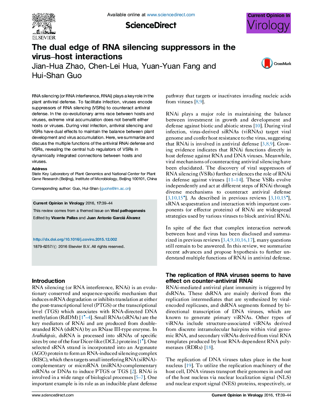 The dual edge of RNA silencing suppressors in the virus-host interactions