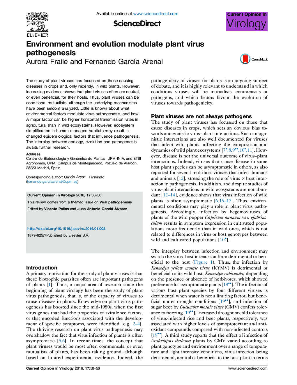 Environment and evolution modulate plant virus pathogenesis