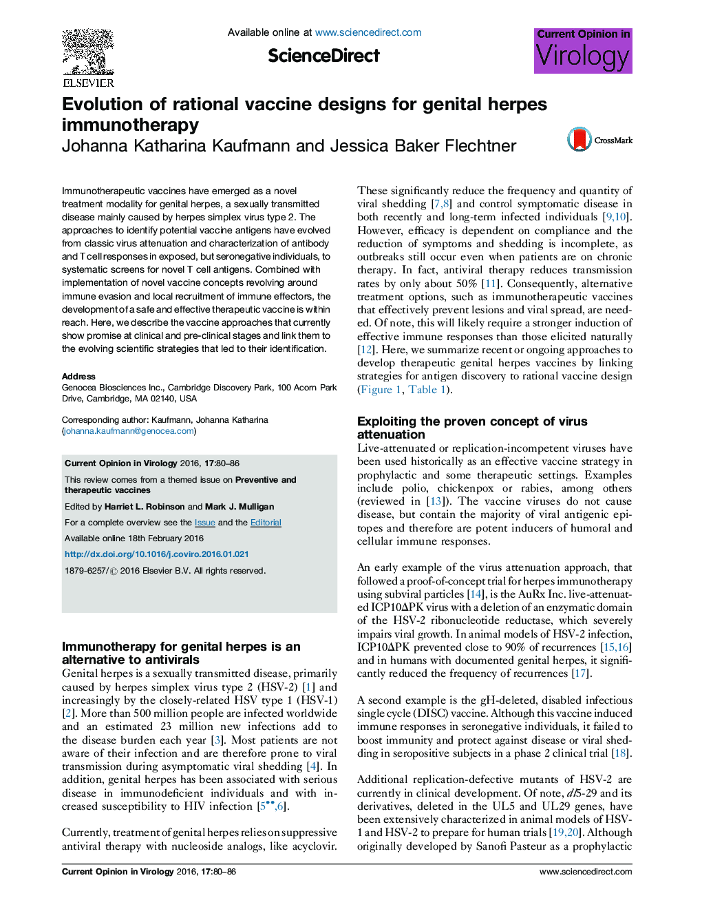 Evolution of rational vaccine designs for genital herpes immunotherapy