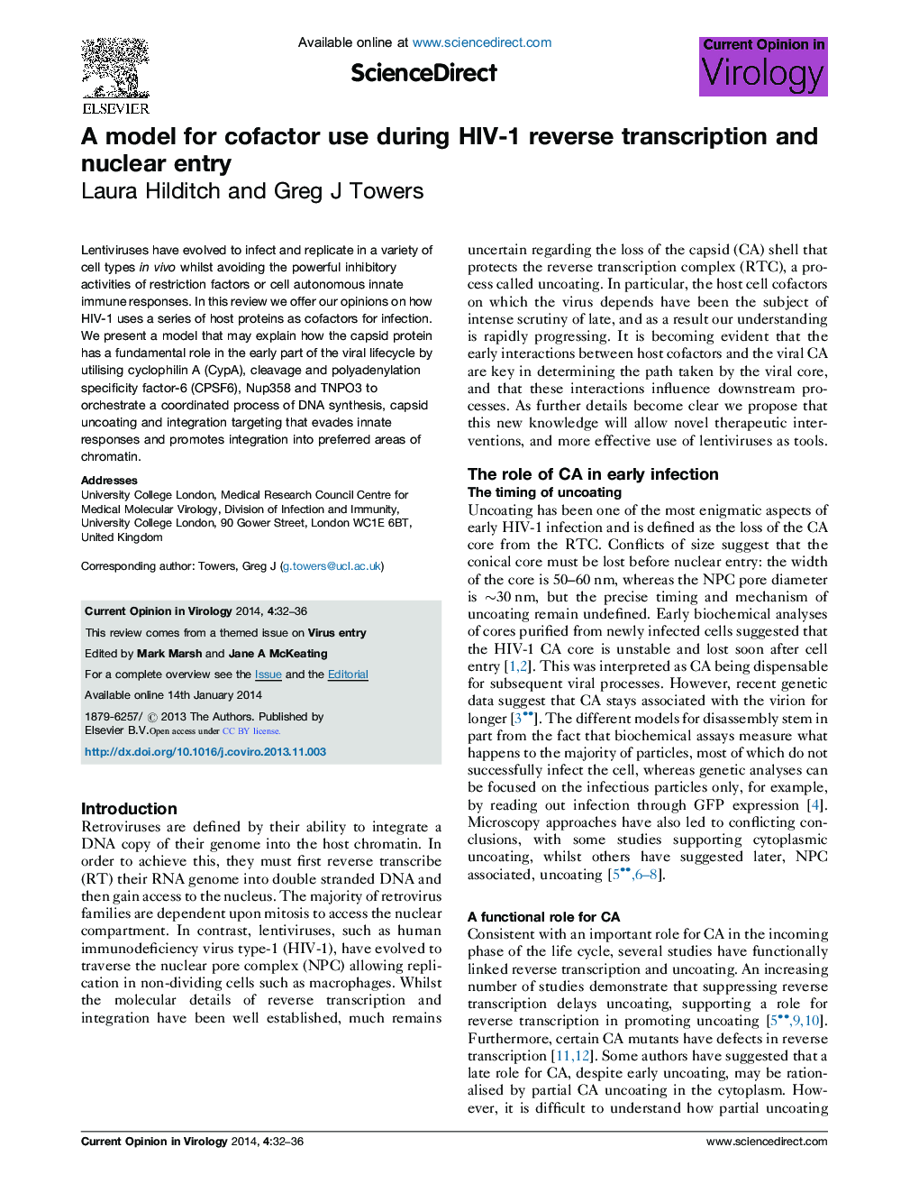 A model for cofactor use during HIV-1 reverse transcription and nuclear entry