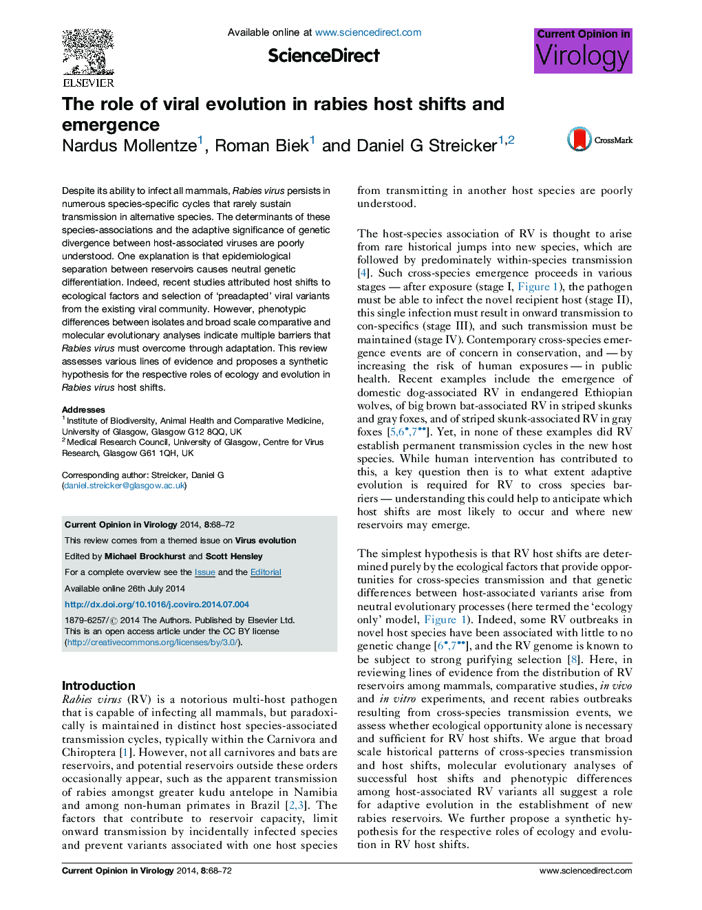 The role of viral evolution in rabies host shifts and emergence