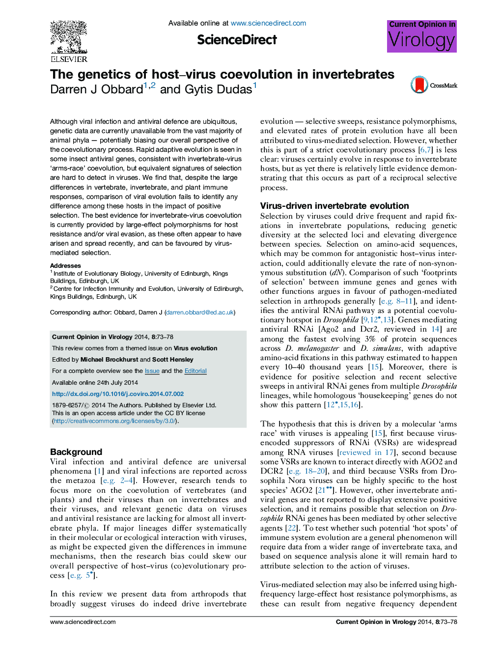 The genetics of host-virus coevolution in invertebrates