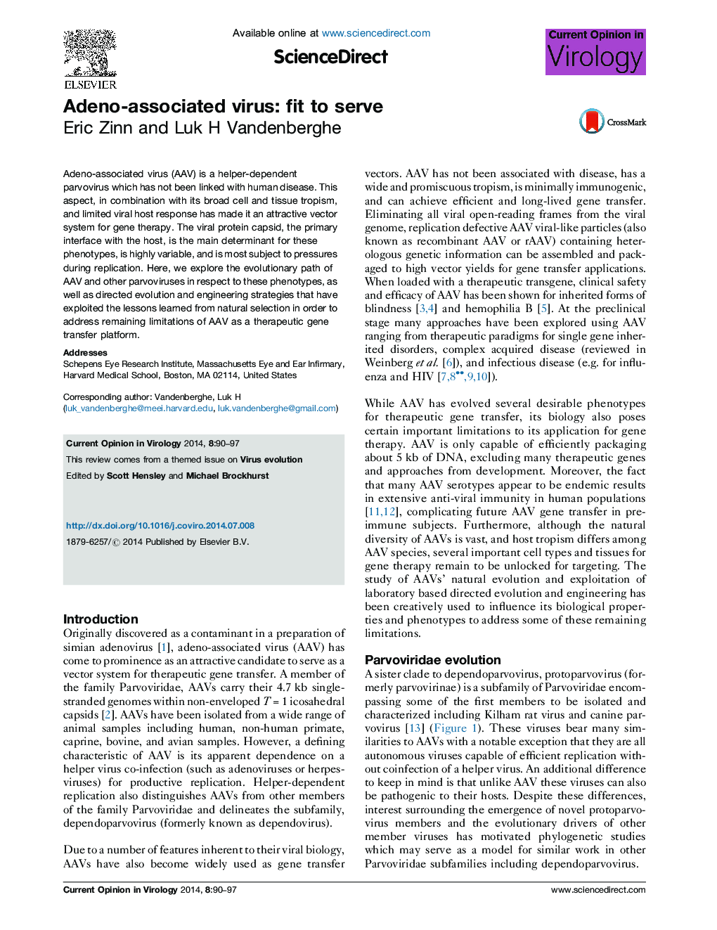 Adeno-associated virus: fit to serve