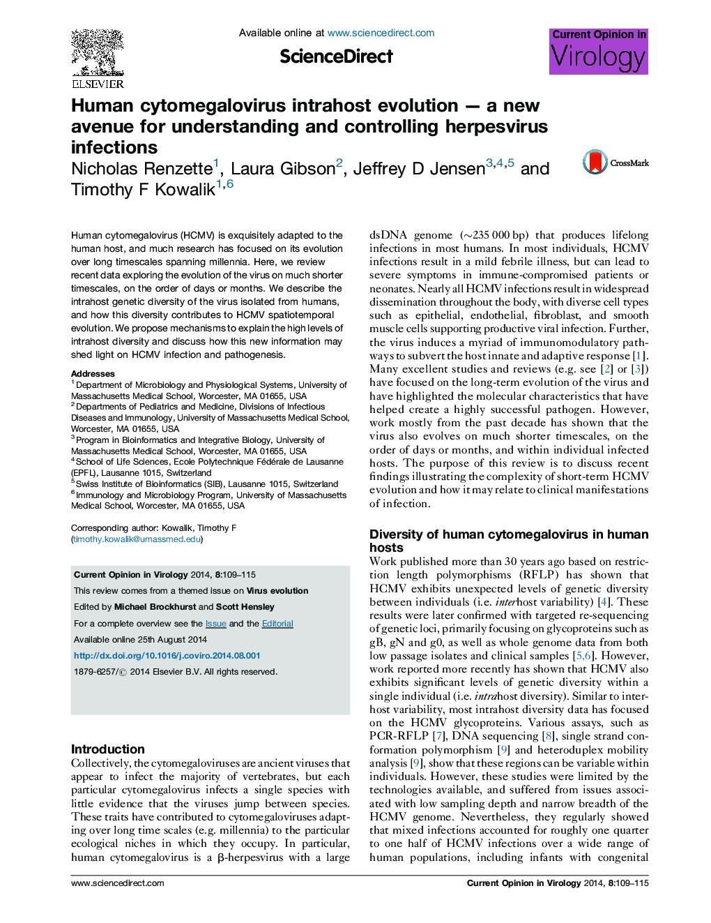 Human cytomegalovirus intrahost evolution - a new avenue for understanding and controlling herpesvirus infections