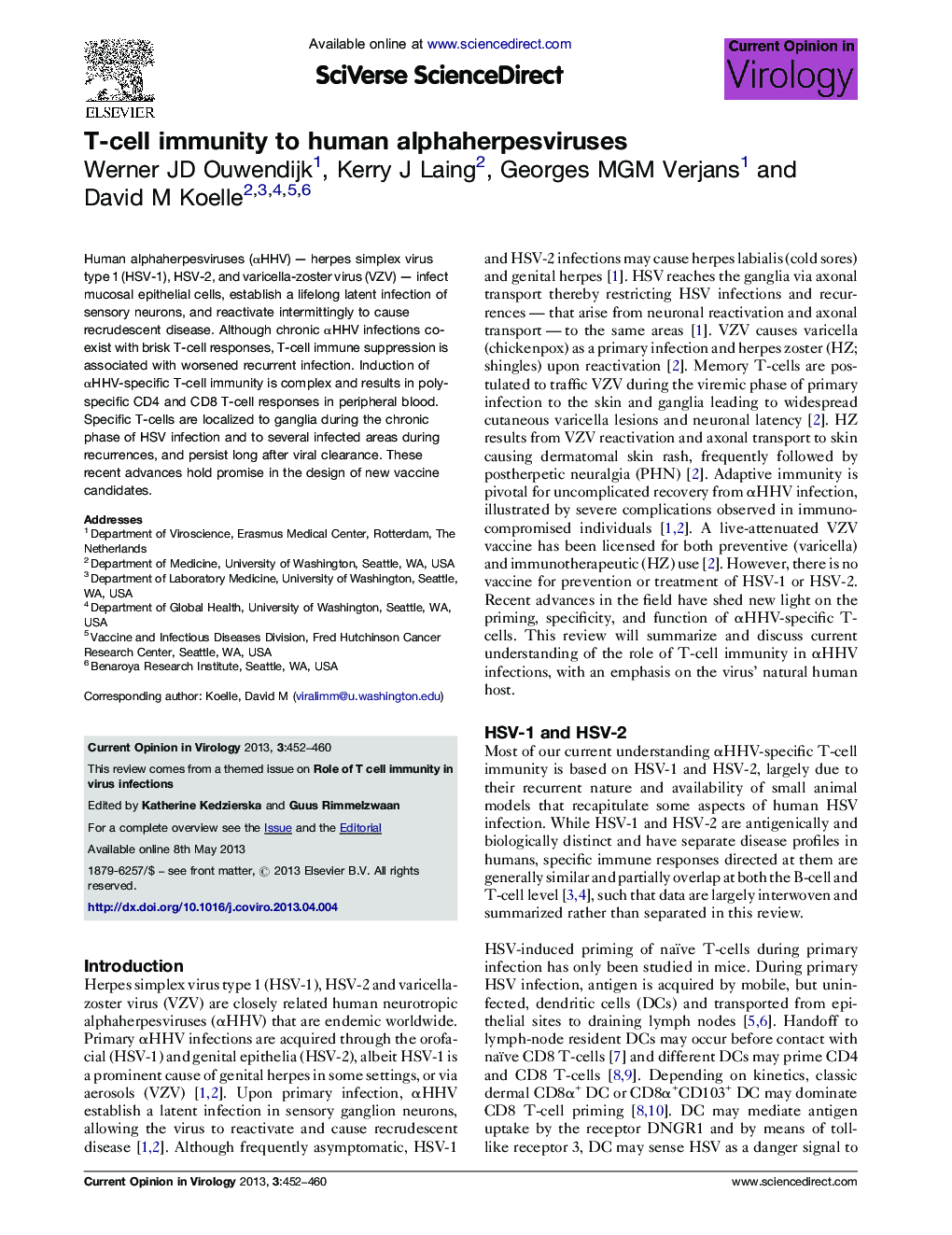 T-cell immunity to human alphaherpesviruses