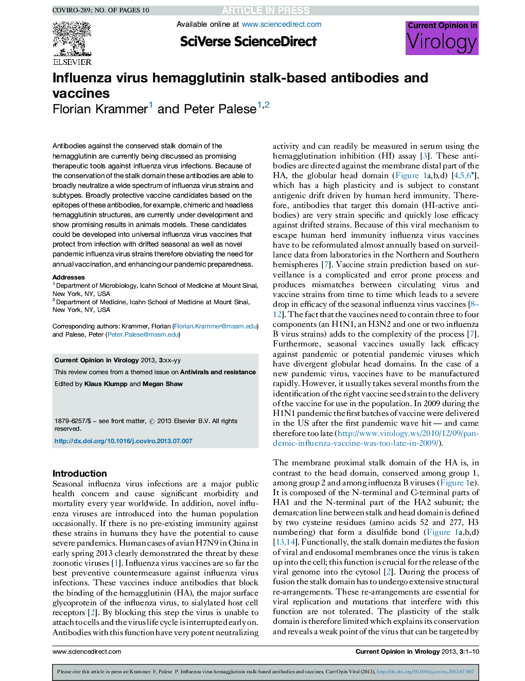 Influenza virus hemagglutinin stalk-based antibodies and vaccines