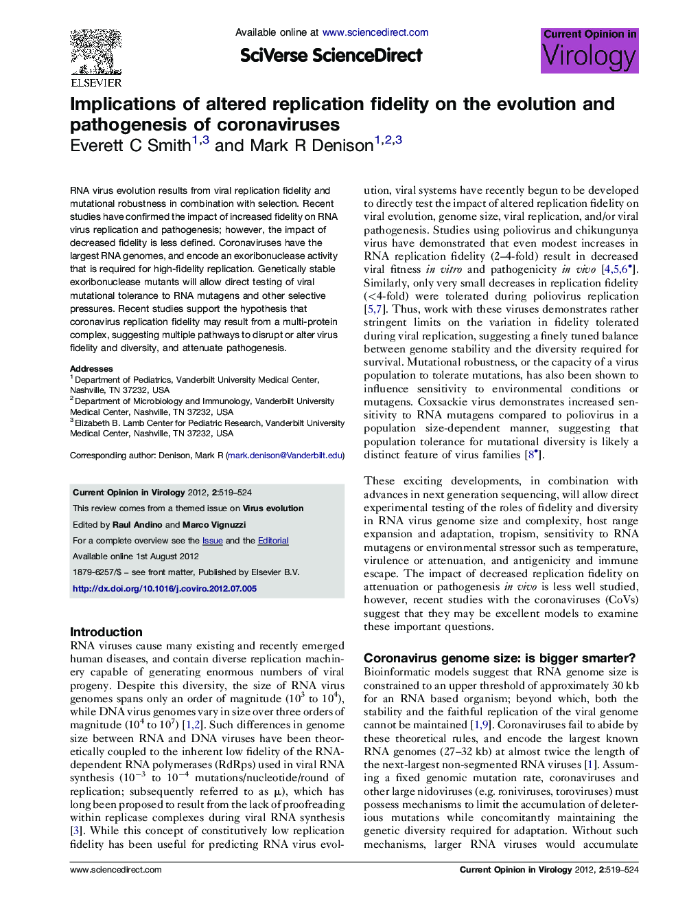 Implications of altered replication fidelity on the evolution and pathogenesis of coronaviruses