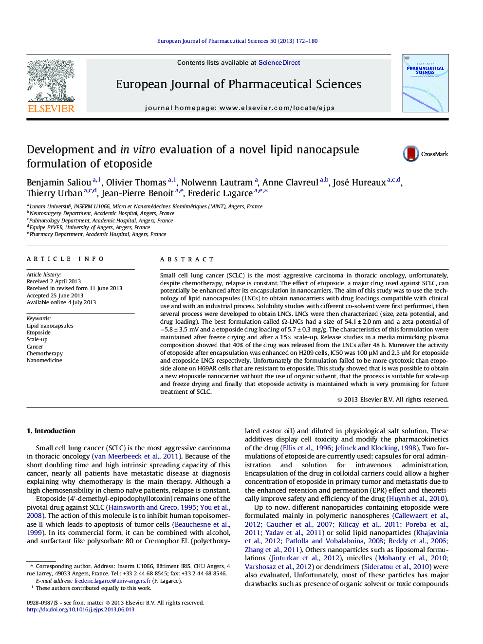 Development and in vitro evaluation of a novel lipid nanocapsule formulation of etoposide