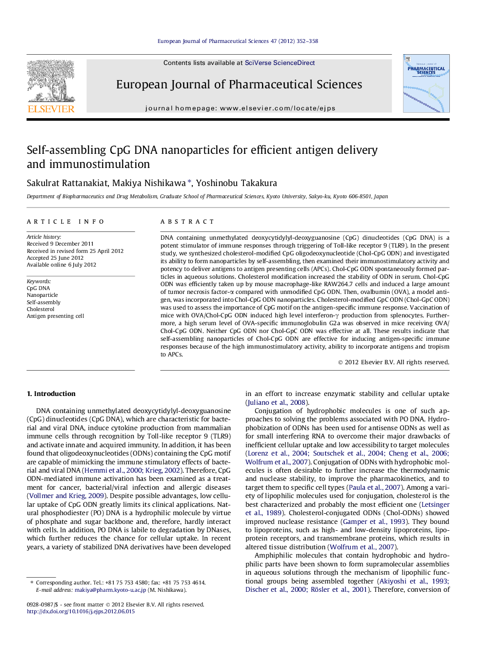 Self-assembling CpG DNA nanoparticles for efficient antigen delivery and immunostimulation