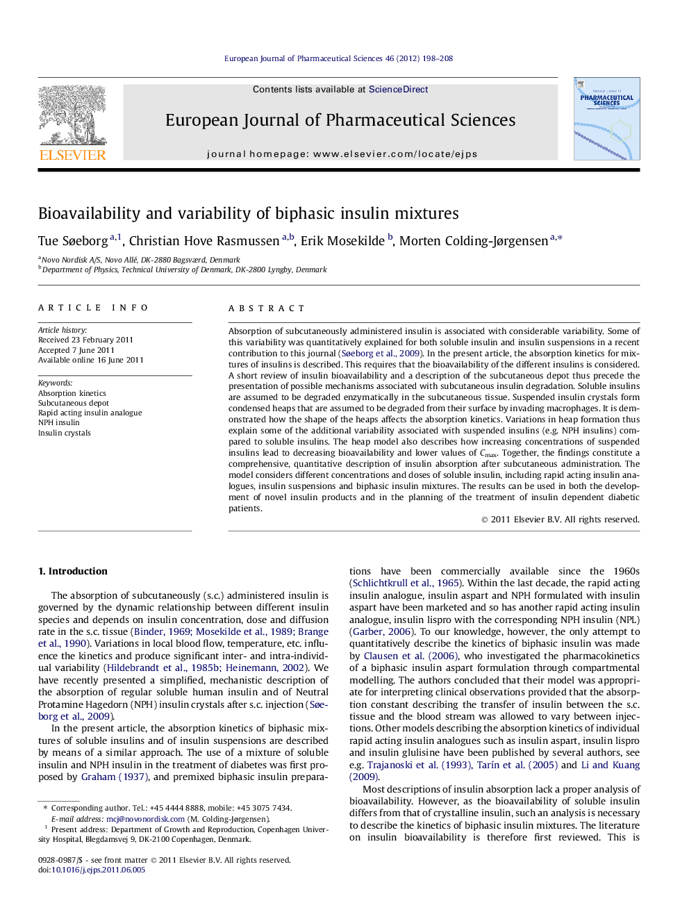 Bioavailability and variability of biphasic insulin mixtures