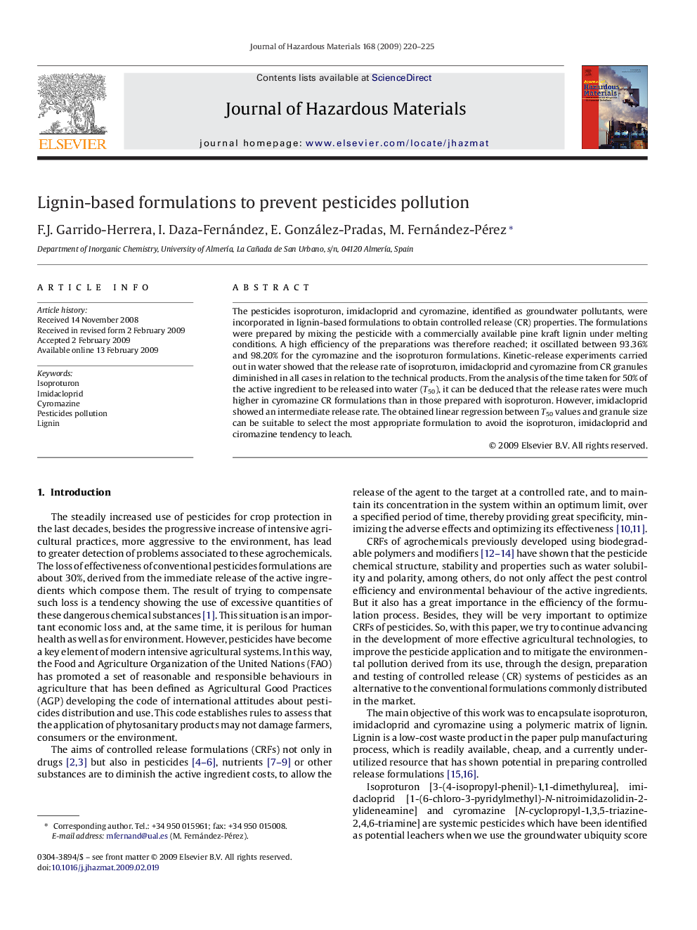 Lignin-based formulations to prevent pesticides pollution