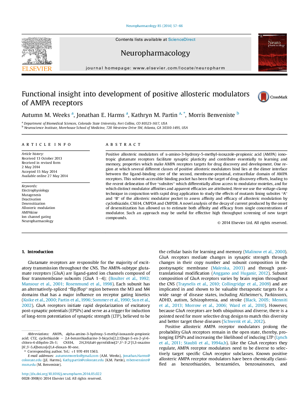 Functional insight into development of positive allosteric modulators of AMPA receptors