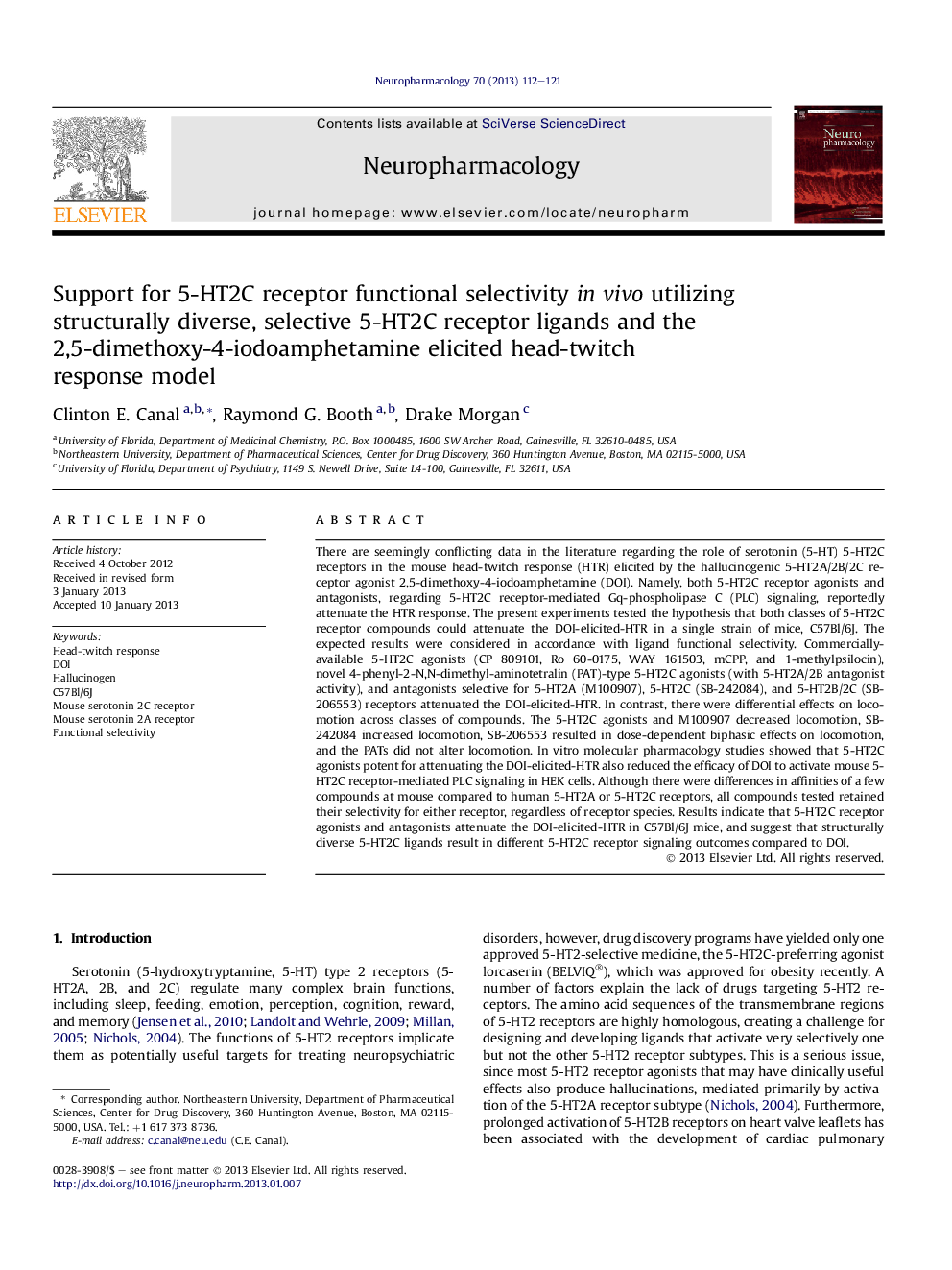 Support for 5-HT2C receptor functional selectivity inÂ vivo utilizing structurally diverse, selective 5-HT2C receptor ligands and the 2,5-dimethoxy-4-iodoamphetamine elicited head-twitch response model