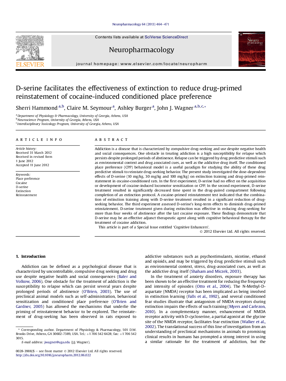 D-serine facilitates the effectiveness of extinction to reduce drug-primed reinstatement of cocaine-induced conditioned place preference