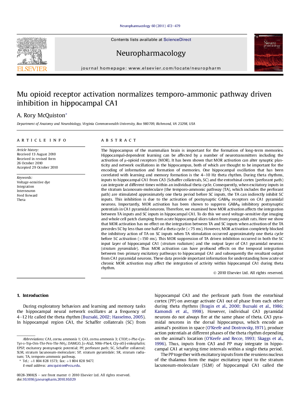 Mu opioid receptor activation normalizes temporo-ammonic pathway driven inhibition in hippocampal CA1