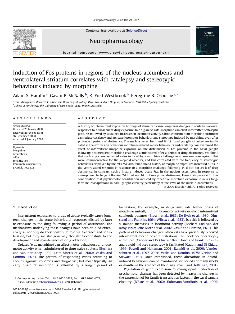 عکس صفحه اول مقاله: Induction of Fos proteins in regions of the nucleus accumbens and ventrolateral striatum correlates with catalepsy and stereotypic behaviours induced by morphine Induction of Fos proteins in regions of the nucleus accumbens and ventrolateral striatum correlates with catalepsy and stereotypic behaviours induced by morphine