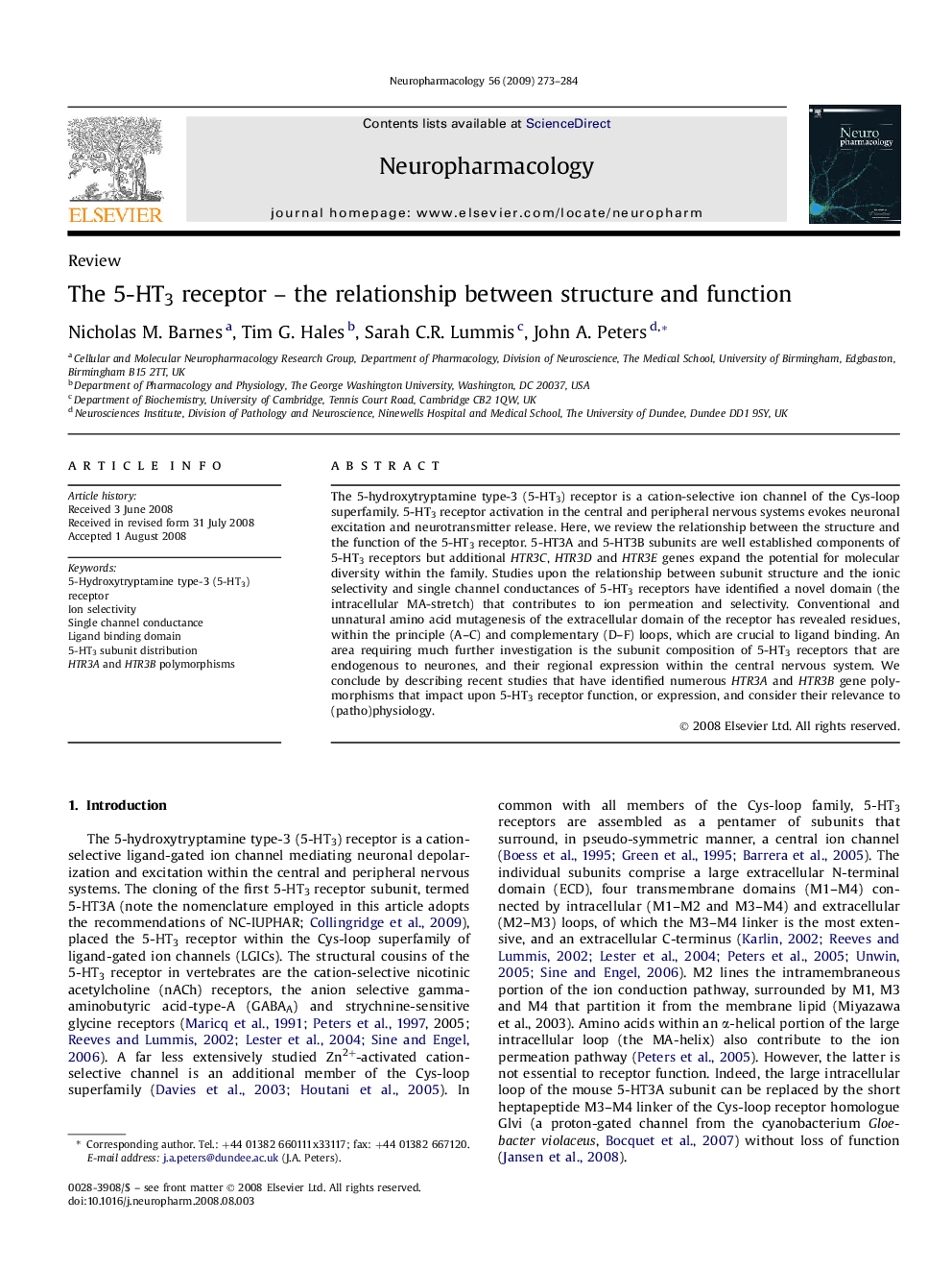 The 5-HT3 receptor - the relationship between structure and function