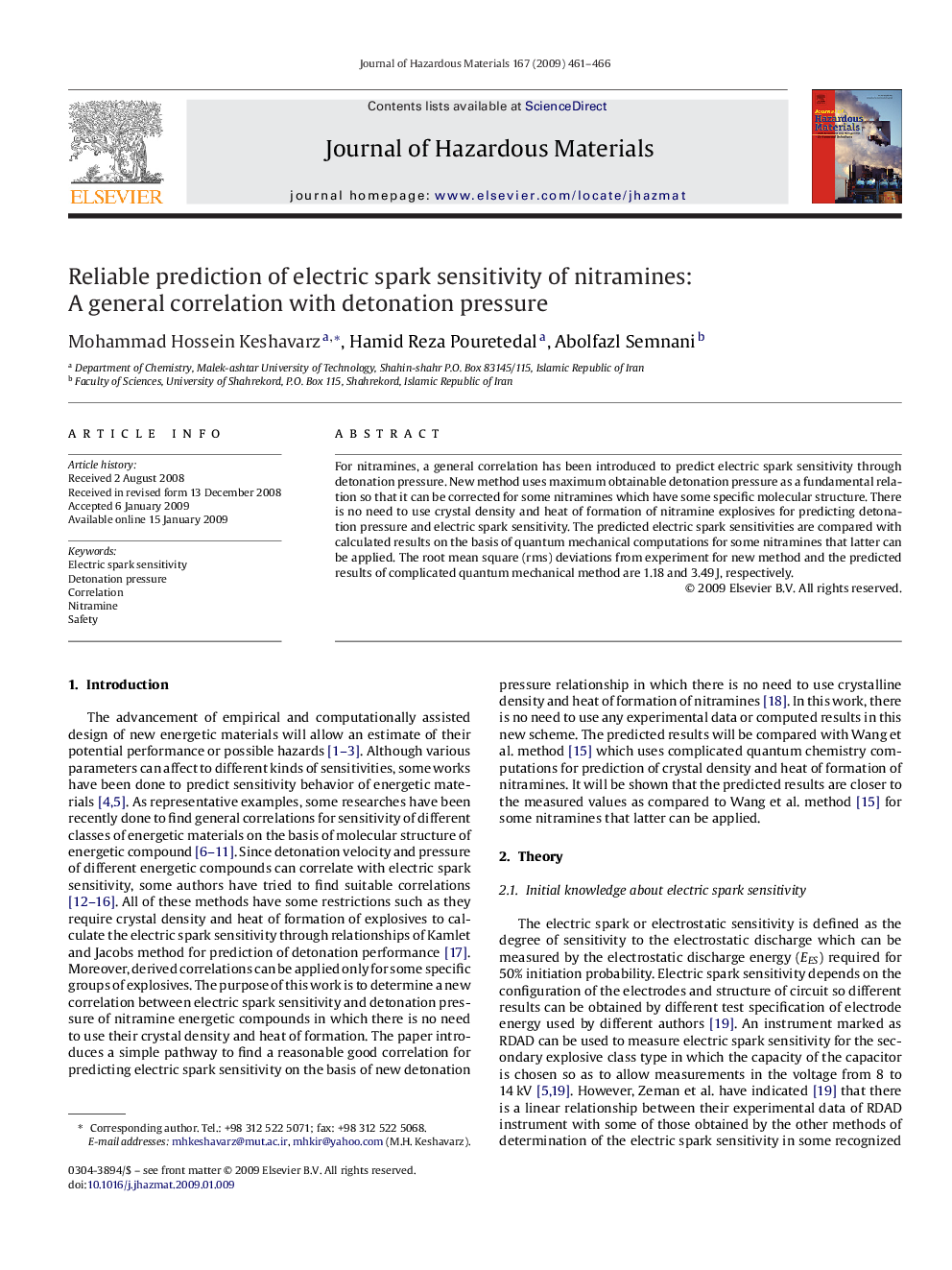 Reliable prediction of electric spark sensitivity of nitramines: A general correlation with detonation pressure