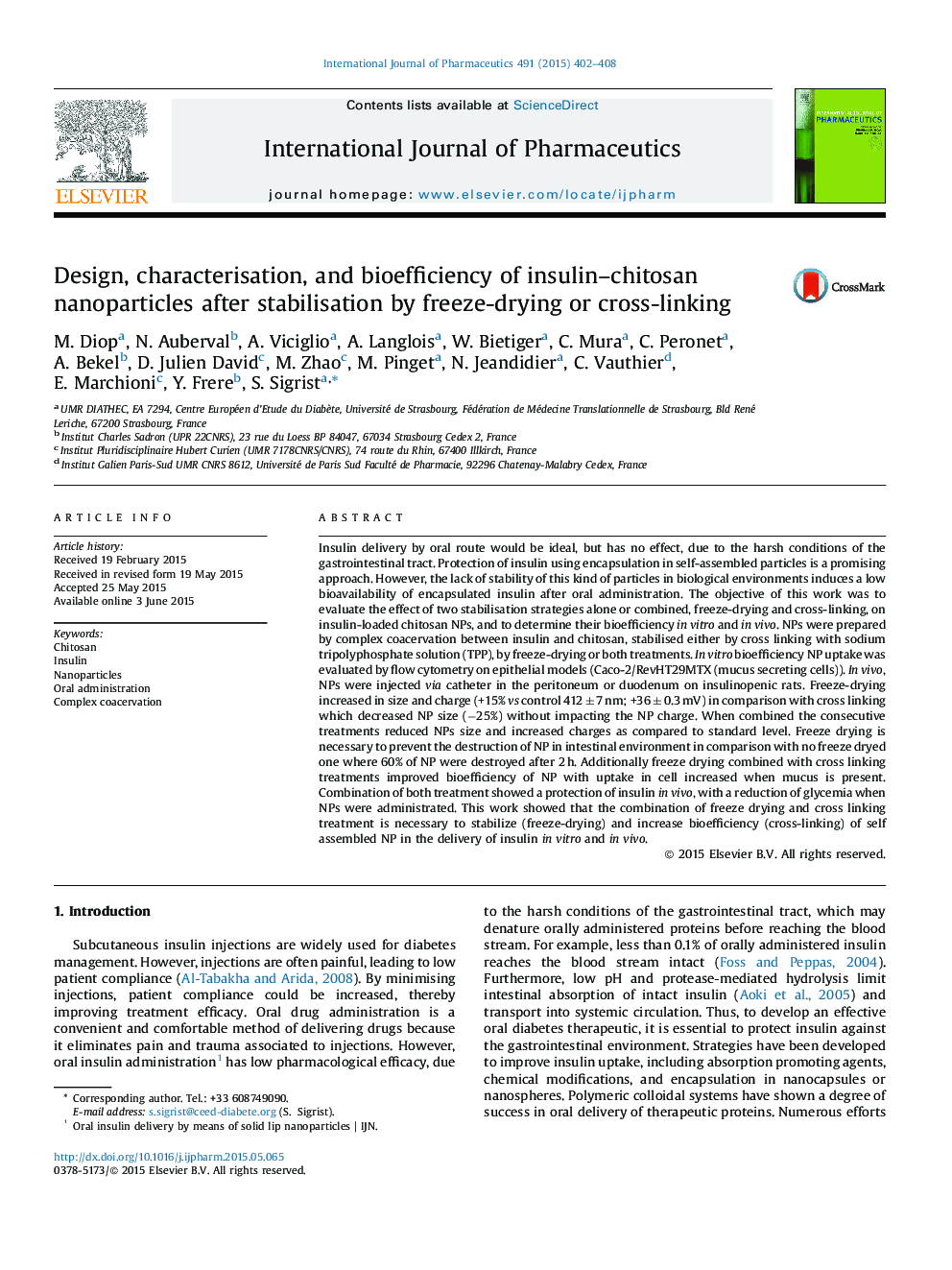 طراحی، مشخص کردن و بیوفیزیکی نانوذرات انسولین-کیتوزان پس از تثبیت با خشک کردن یا اتصال متقابل 