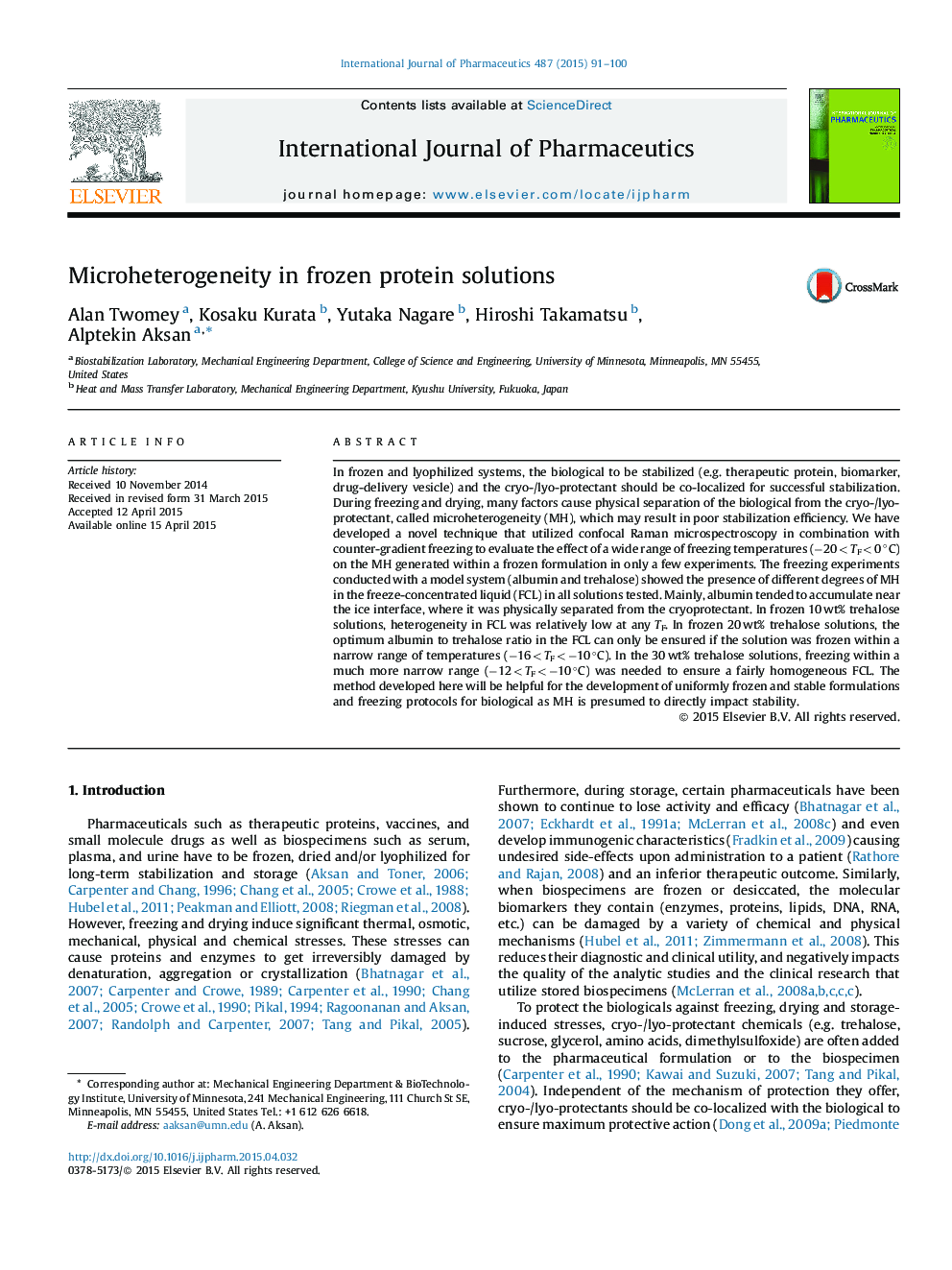 Microheterogeneity in frozen protein solutions