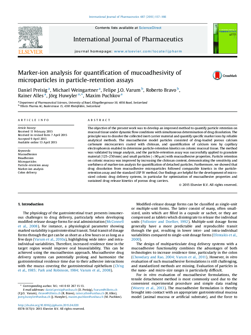 Marker-ion analysis for quantification of mucoadhesivity of microparticles in particle-retention assays